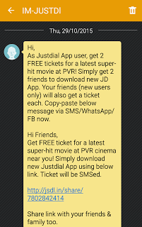 [*COOL*] JUSTDIAL APP TRICK - GET 3 MOVIE TICKETS OF SINGH IS BLING AT PVR FOR FREE - OCT'15