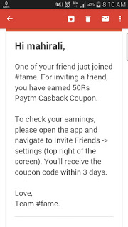 {*Paytm loot*} #fame app - Get 50 Rs Paytm Cashback coupons on sign up + Refer & Earn-Mar'16  