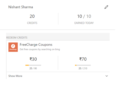 (*loot*) Freecharge Bing Rewards–Search on Bing & Earn Unlimited Freecharge Credit EveryDay