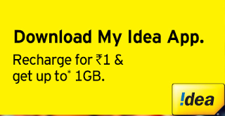 (*MEGA*) MY IDEA APP 3G LOOT- GET UPTO 1GB 3G IN 1 RS.-MAR'16