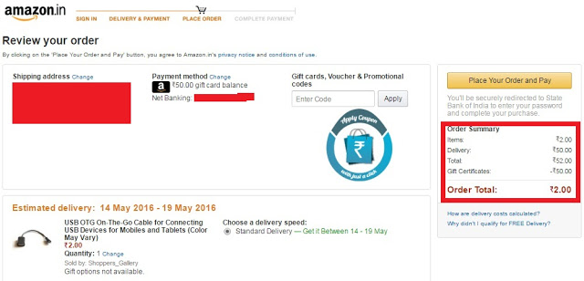 [PROOF ADDED] USB OTG + MICRO USB CHARGING CABLE BY AMAZON HIKE LOOT AT RS.2 MAY'16