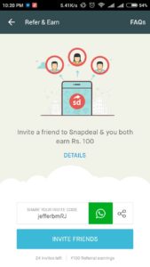 Snapdeal App : Refer Friends And Earn Upto Rs.2500 FreeCharge Credits (Rs.100/Signup + Rs.100/Refer)
