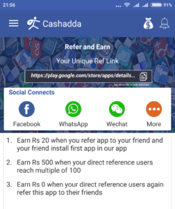 (*Loot*)Cashadda app - Refer Friends & Earn Unlimited Recharge (Rs.20/Refer) + Wallet Transfer