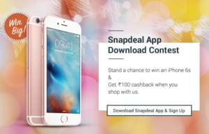 Snapdeal Loot : Shop For Rs.100 & Get Rs.100 Cashback + Chance to Win iPhone