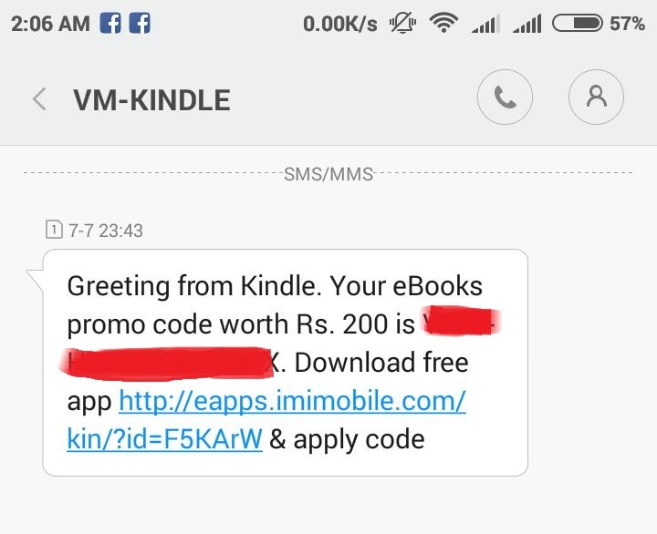Amazon Kindle Offer Miss Call & Get Free Rs.200 Credits Code