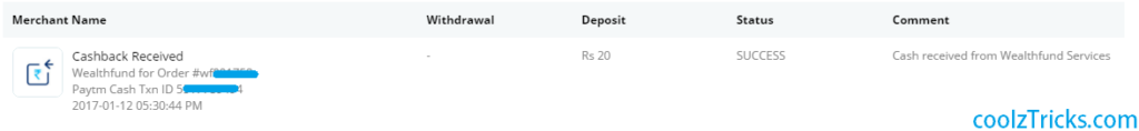 (Maha Loot) Wealthfund-Free Rs.20 Paytm CashOn Sign Up+Rs.30/Refer