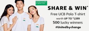 Amazon Share And Win Free UCB Polo T-Shirt Worth Upto Rs.1,599
