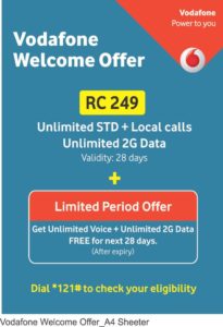 Vodafone Welcome Offer-Unlimited Free Voice calls & Unlimited Data 