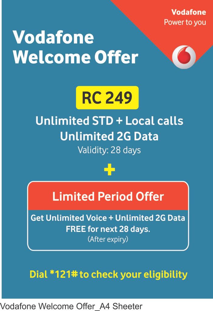 Vodafone Welcome Offer-Unlimited Free Voice calls & Unlimited Data