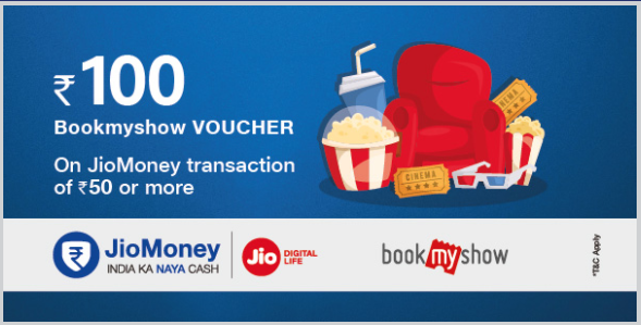 [Loot] Get Free Rs.100 BookMyShow Voucher From JioMoney Transaction