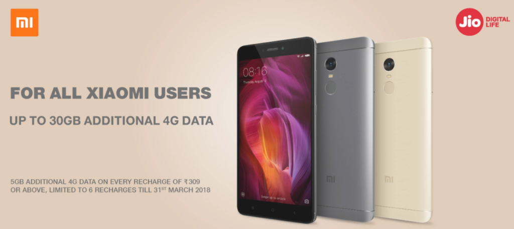 Jio Xiaomi Offer - Free Upto 30GB 4G Data For All Xiaomi Redmi Phone Users