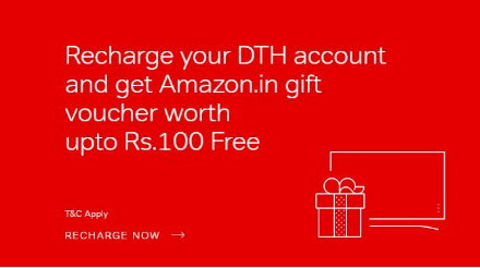 (Best) Free Rs.100 Amazon Gift Cards with Airtel DTH Recharge