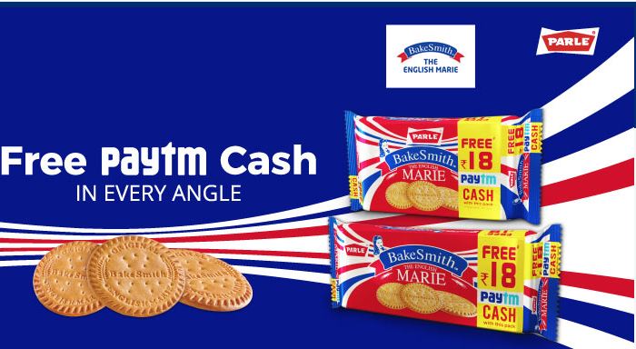 PayTM Parle Bakesmith Offer - Get Free Rs.18 PayTM Cash On Each Pack