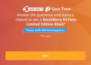 (All Answers)Amazon Quiz Time-Answer & Win BlackBerry KEYone Phone