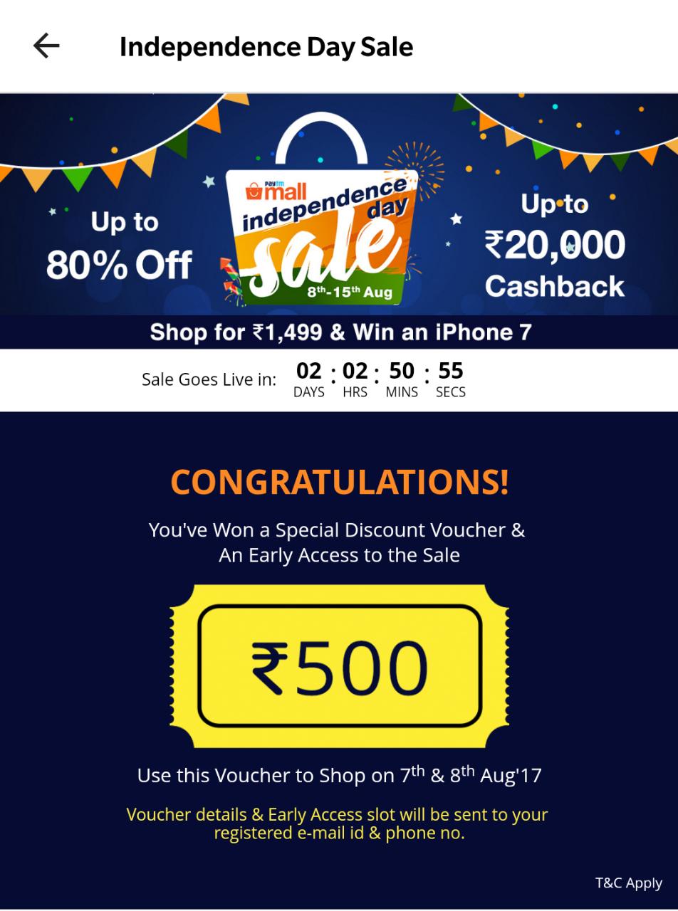 Install/Update PayTM Mall App & Get Free Rs.500 Shopping Voucher
