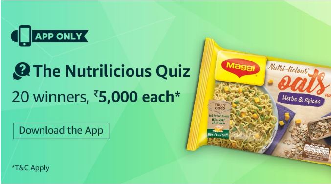 (Answer Added)Amazon NutriLicious Quiz - Answer And Win Rs 5000 Amazon Pay balance