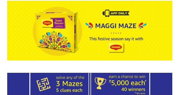 (Answer Added)Amazon Maggi maze – Answer and Win Rs 5000