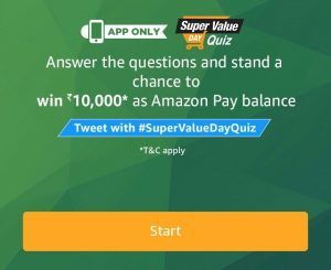 (All Answers) Amazon Super Value Day Quiz - Answer & Win Rs.10000
