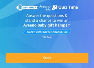 Amazon Aveeno Baby Quiz - Answer & Win Hampers Worth Rs 2 Lakhs