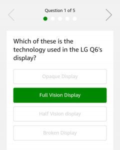 Amazon Quiz Time - Answer and win LG Q6