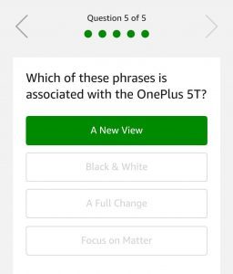 (All Answers)Amazon Quiz Time - Answer & Win One Plus 5T