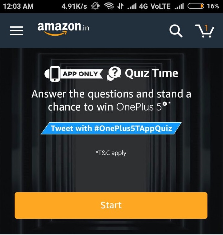 (All Answers)Amazon Quiz Time - Answer & Win One Plus 5T