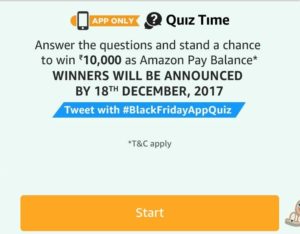 (All Answers) Amazon Black Friday Quiz-Answer & Win Rs 10000