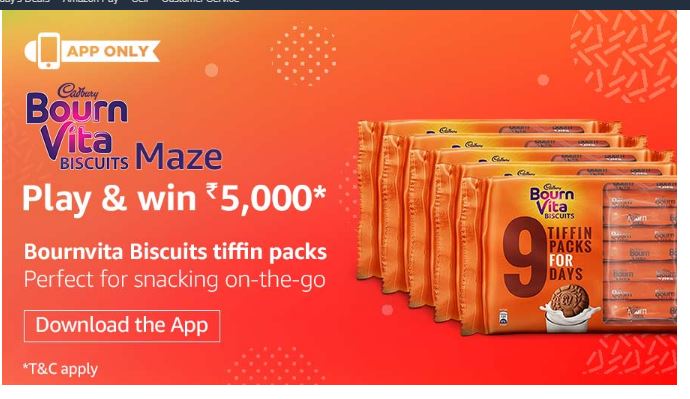 Amazon Bournvita Maze Contest - Answer & win Rs 5000