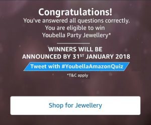 (All Answers) Amazon Youbella Quiz-Answer & Win Youbella Jewellery