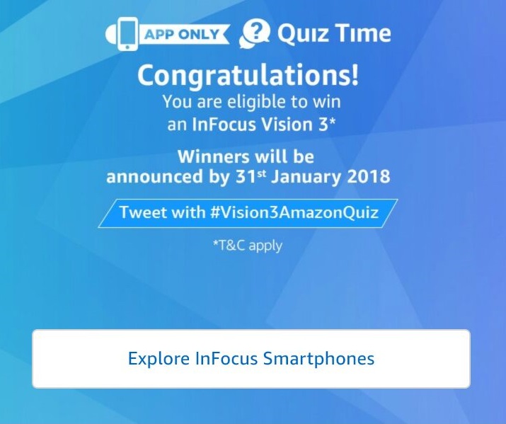 (All Answers) Amazon InFocus Vision 3 Quiz – Answer and Win InFocus Vision 3
