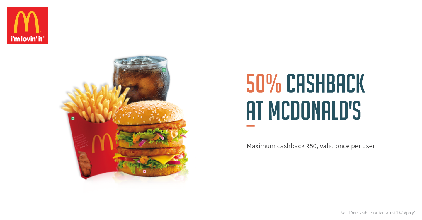 Freecharge Mcdonald's Offer: Get 50% Cashback at Mcdonald's