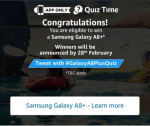 (All Answers)Amazon Samsung Galaxy A8+ Quiz - Answers & win Samsung Galaxy A8+