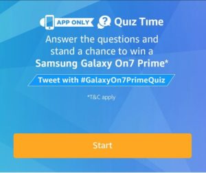 Amazon Samsung Galaxy On7 Prime Quiz - Answer & win Samsung Galaxy On7 Prime Quiz