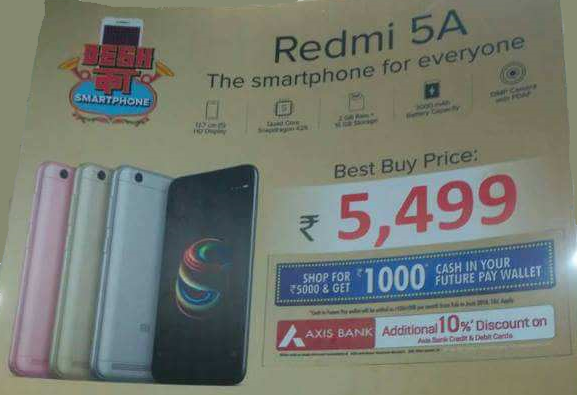 Big Bazaar Loot Offer- Buy Redmi 5A Mobile In Just Rs.3900
