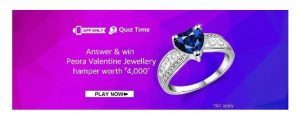 Amazon Peora Valentine Jewellery Quiz- Win Free Rs.4000 Hamper