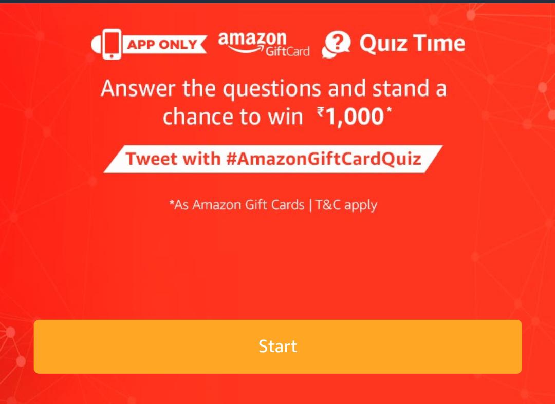 (All Answers) Amazon Gift Cards Quiz-Win Rs.1000(200 Winners)