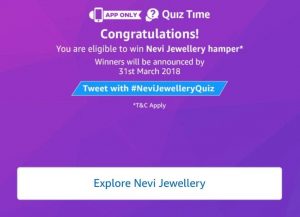 (All Answers)Amazon Nevi Quiz-Win Nevi Valentine Jewellery Hamper
