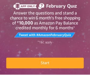 Amazon February Quiz - Answer & win 6 months Free Shopping