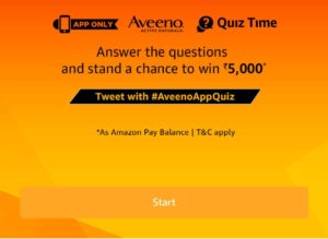 Amazon Aveeno Quiz - Answers and win Rs 5000