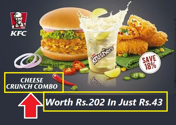 (Loot Lo) Get KFC Cheese Crunch Combo Worth ₹206 for ₹43 From Niki.ai