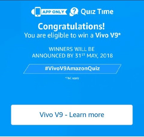 Amazon Vivo Quiz - Answer & win Vivo V9 Smartphone