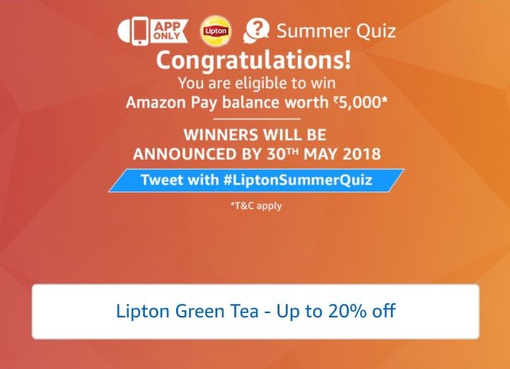 (All Answers)Amazon Summer Quiz - Answer & win Rs.5000