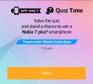 Amazon Nokia Quiz - Answer & Win Nokia 7 Plus