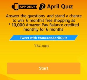 Amazon April Quiz - Answer & Win 6 Month Free Shopping