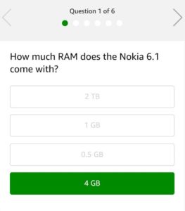 (All Answers)Amazon Nokia 6.1 Quiz Answers