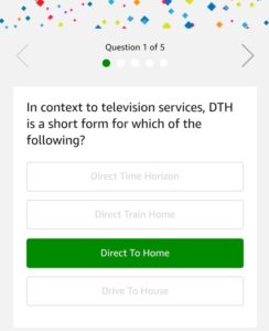 Amazon DTH Recharges Quiz - Answer & win Rs 5000