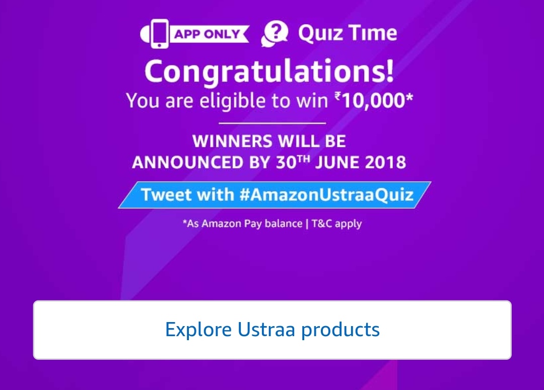 Amazon Ustraa Quiz – Answer & Win Rs.10000