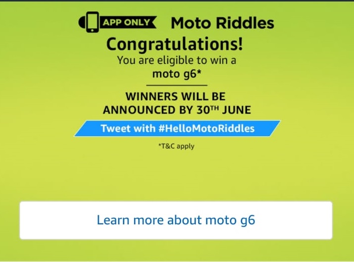 (All Answers)Amazon Moto Riddles Quiz - Solve & win moto g6
