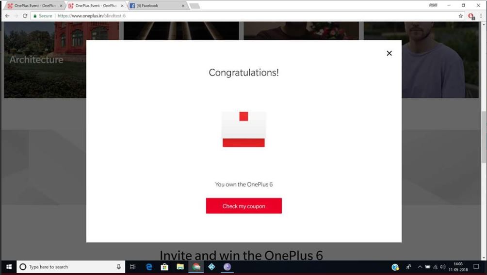 (Won OnePlus 6) Trick To Win Unlimited T-shirts,Bags,Rs.300 Coupons From OnePlus Contest