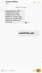 Airtel Get Free 10GB 4G Data By Dialing The Number(Official)